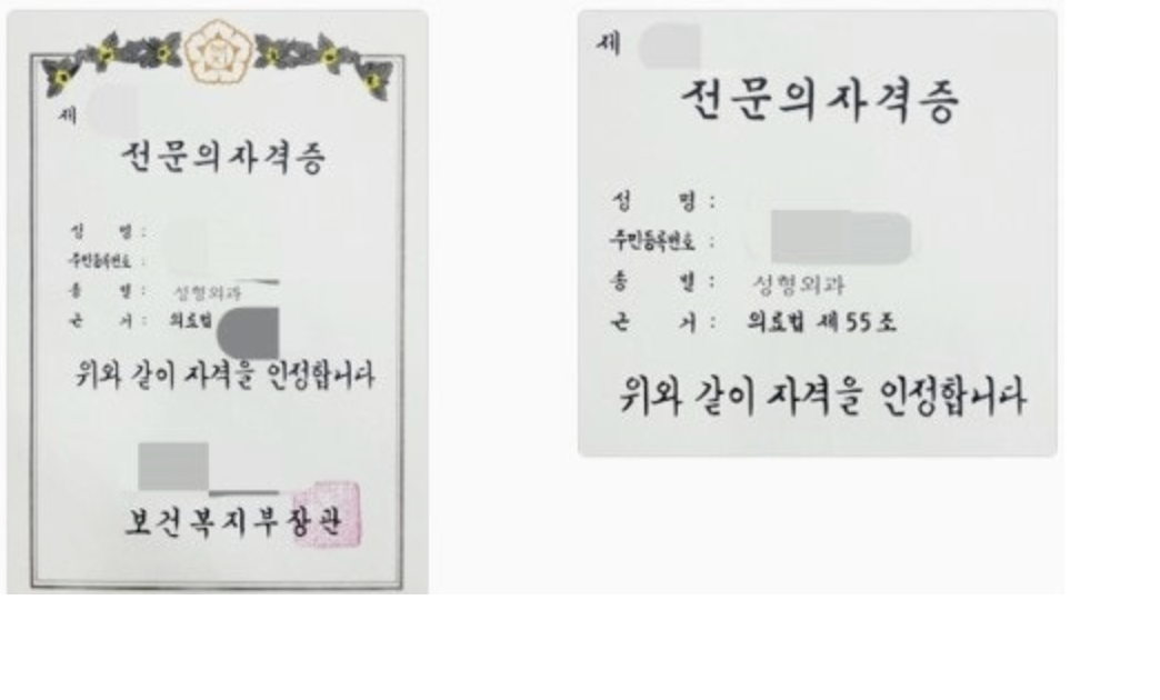 Korean plastic surgery specialist certification - 전문의 자격증