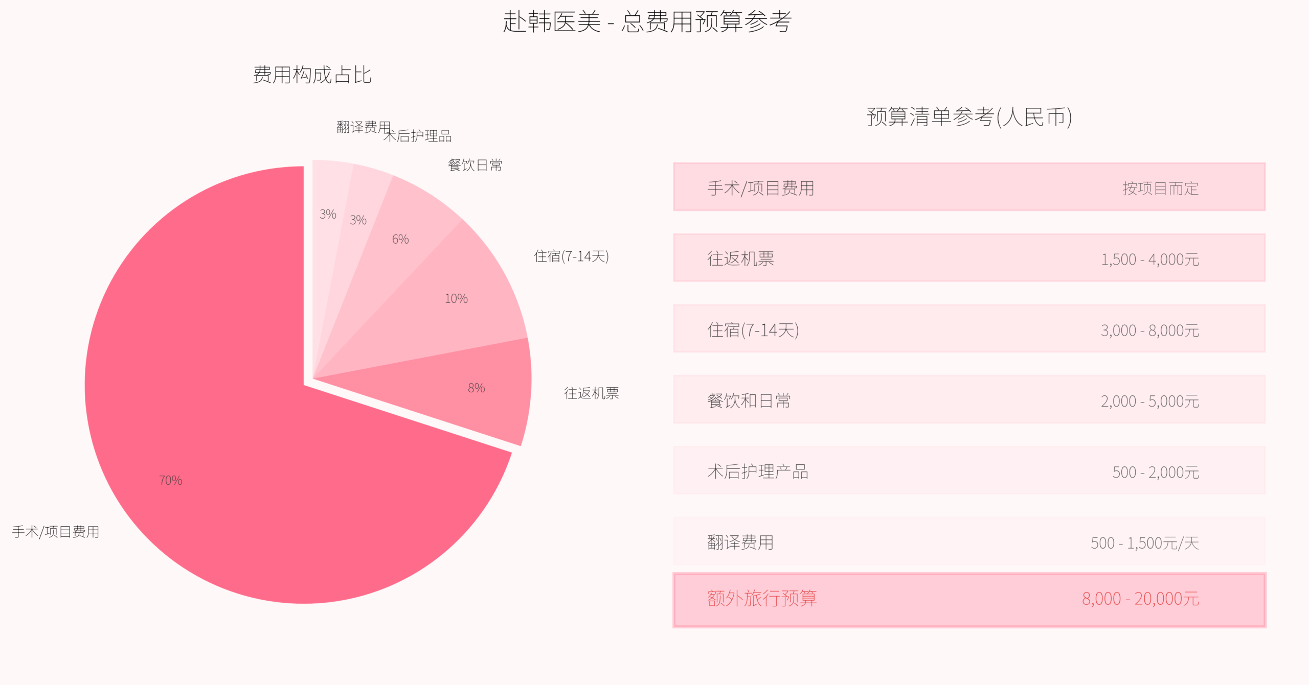 赴韩医美费用预算清单模板
