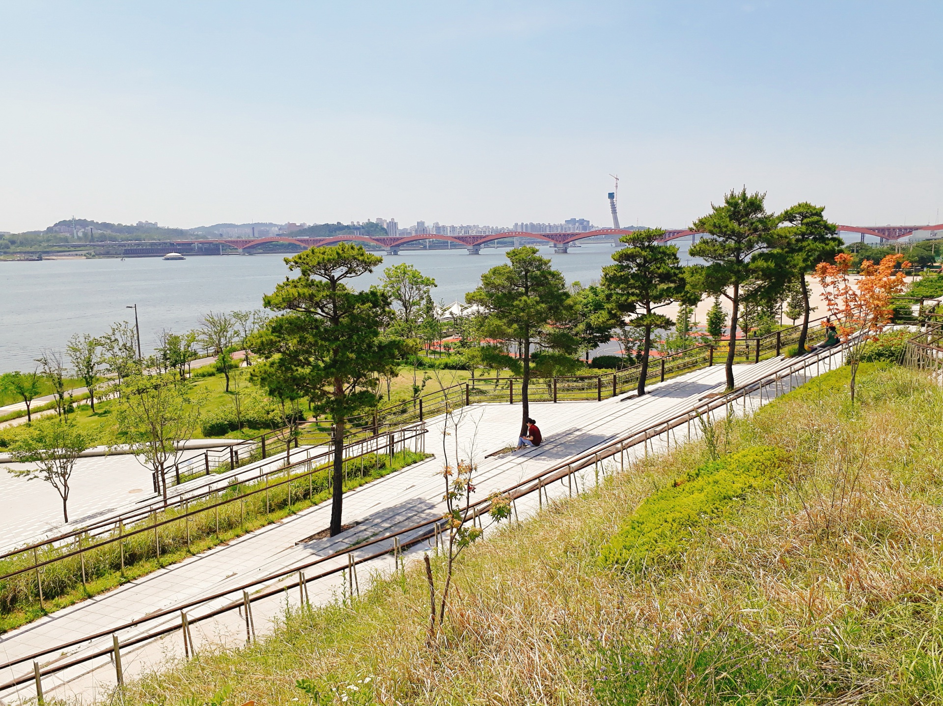 望远汉江公园与城山大桥实景